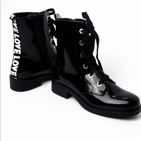 Bamboo Combat Moto Boots - Black Love - Picture 2 of 8